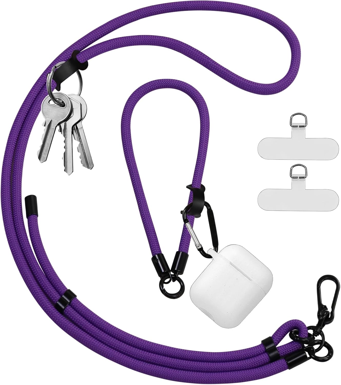 Crossbody Phone Lanyard with Wrist Strap and 2*Tether Pads(Purple)