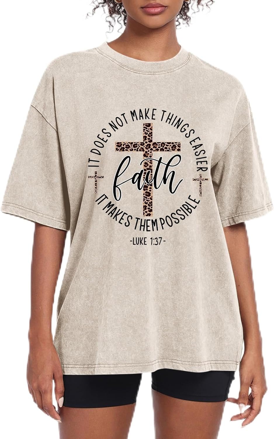 Christian Faith Jesus Shirts for Women Leopard Cross Bible Verse Shirt Religious Vintage Graphic Acid Wash Tees