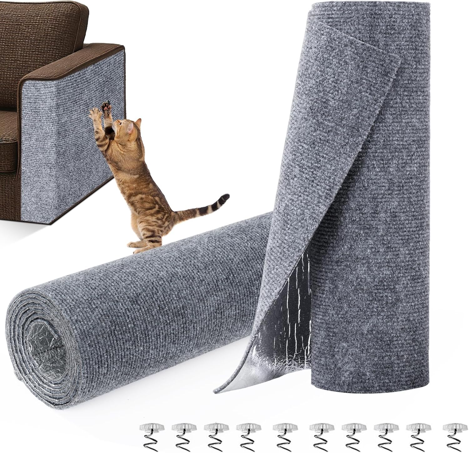 Cat Scratch Furniture Protector, DIY Cat Scratching Mat for Couch, Sofa, Wall,Cat Post,Cat Tree Durable Furniture Guards Couch Scratcher from Cats Claws Scratching(78.7x15.8 Dark Grey)