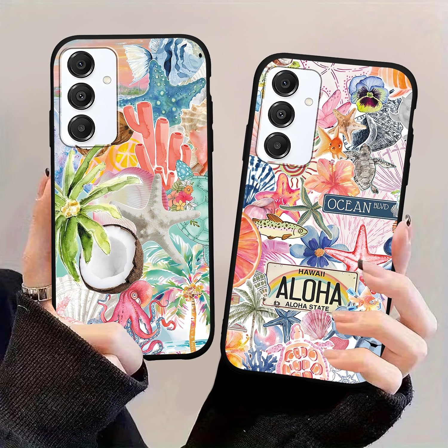 2 Pack Aesthetics Summer Coconut Beach Collage Phone Cases for Samsung Galaxy A16 5G Case Pattern Shockproof Soft Protective Phone Cover Funda for Samsung A16 6.7 Inch
