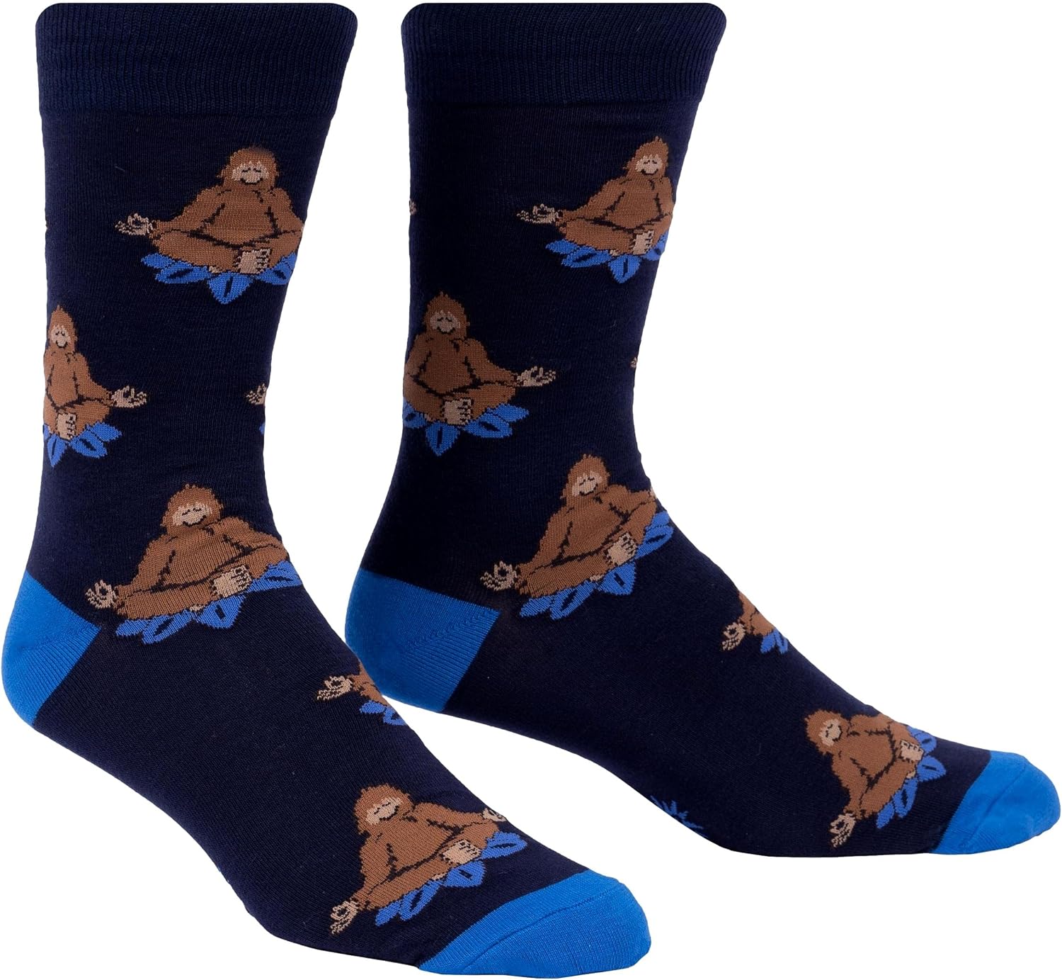 Sock It to Me Meditating Bigfoot Men's Crew Socks, OS, Sasquatch Socks