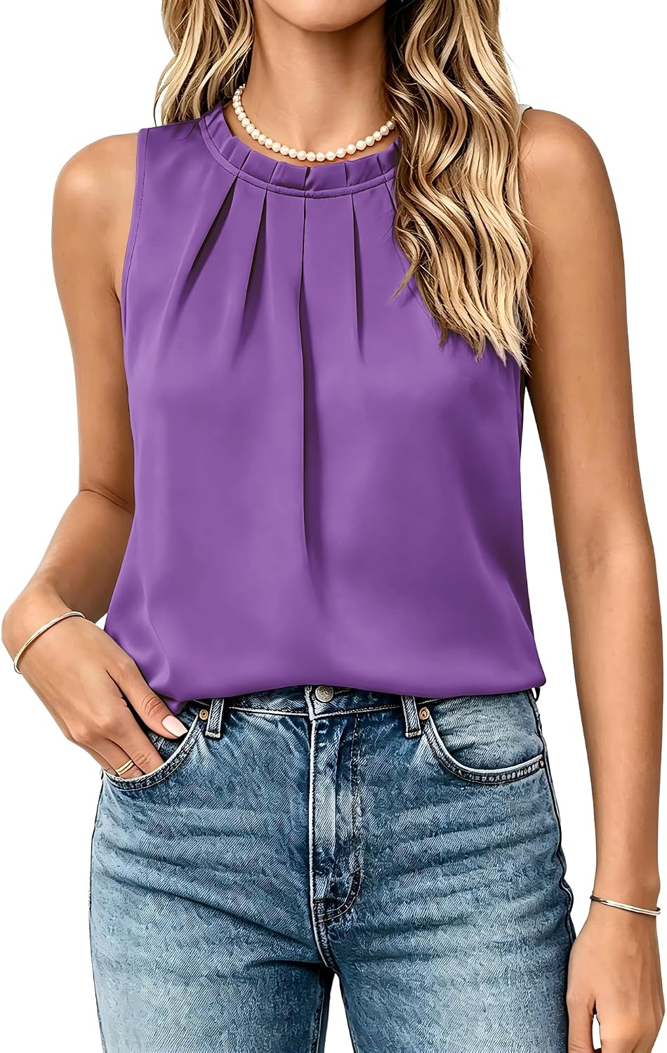 Pleated Satin Blouses