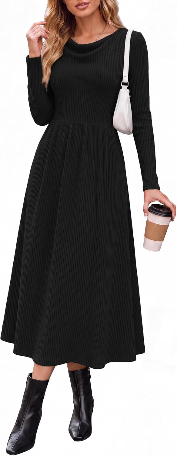 Prettygarden Cowl Neck Midi Dresses