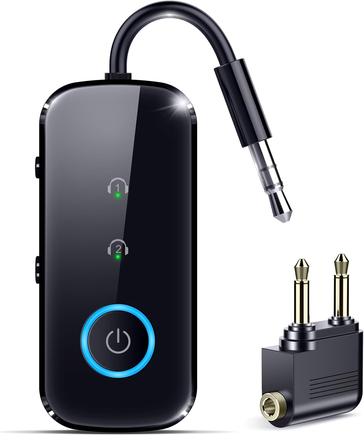 2-in-1 Bluetooth 5.4 Transmitter Receiver,Airplane Audio Adapter,Wireless Transmitter for TV/PC/Gym/Switch. Supports up to 2 AirPods/Headphones,Bluetooth Receiver for Car/Home Stereo (Ebony)