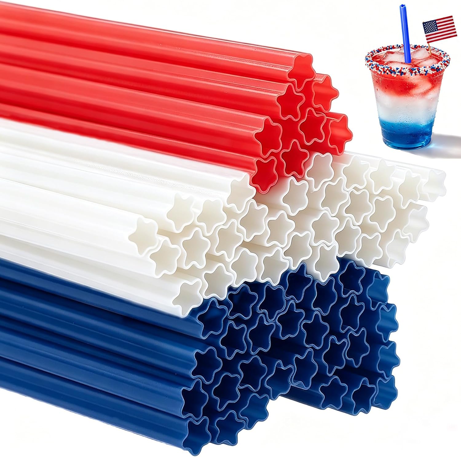 Patriotic Star Shaped Straws