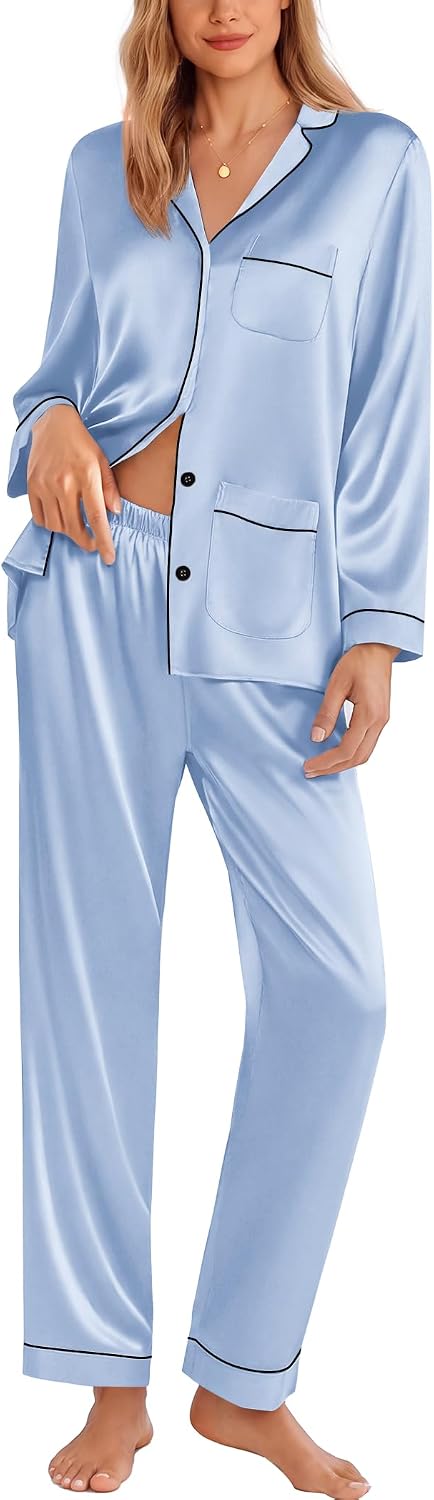 Ekouaer Silk Satin Pajama Sets