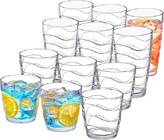 PR!CE DROP ( ) Amazing Abby - Wavely - 14-Ounce and 20-Ounce Plastic Tumblers (Set of 12), All-Clear Reusable Plastic Cups, Stackable, BPA-Free, Shatter-Proof, Dishwasher-Safe