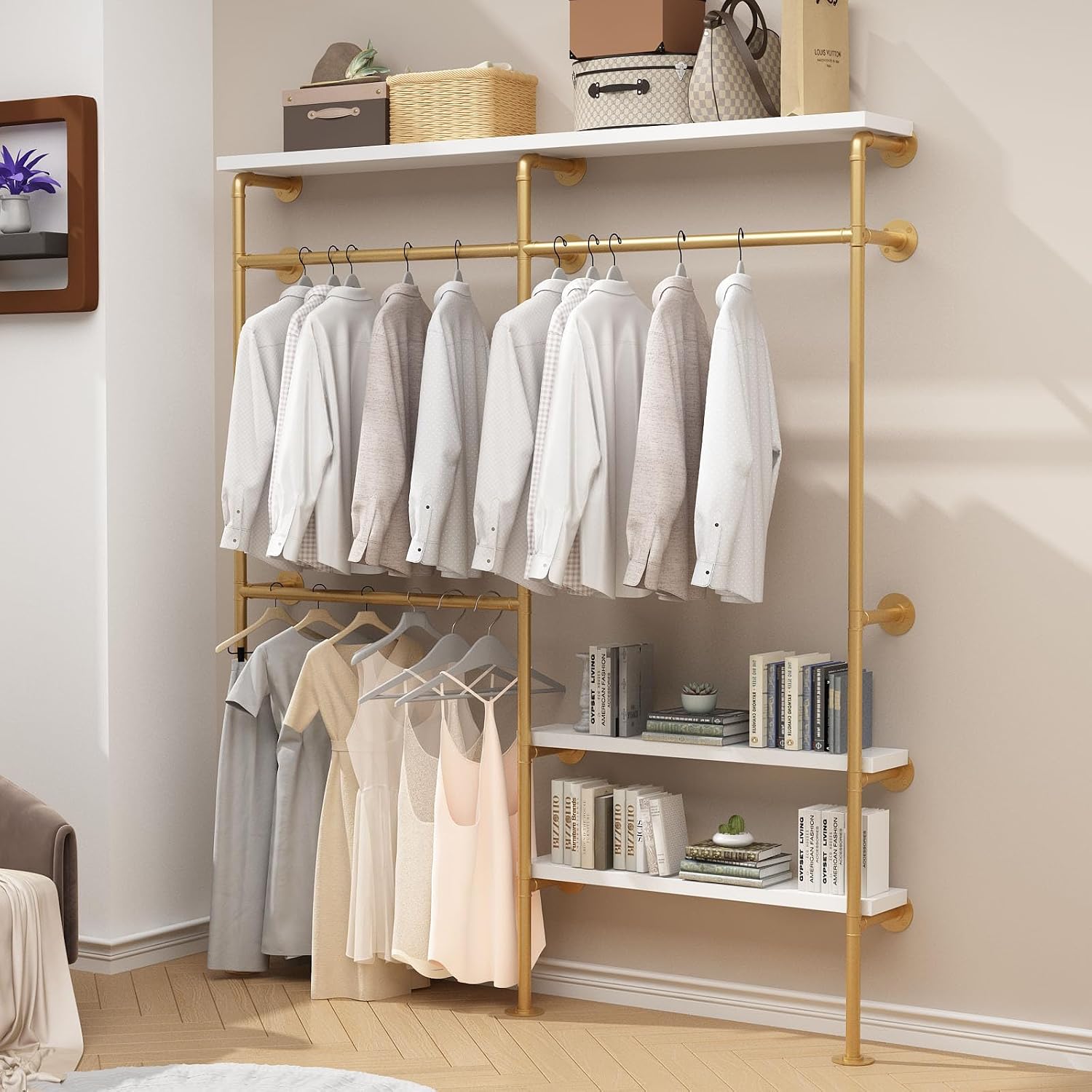 HOMEKAYT Gold Clothes Racks