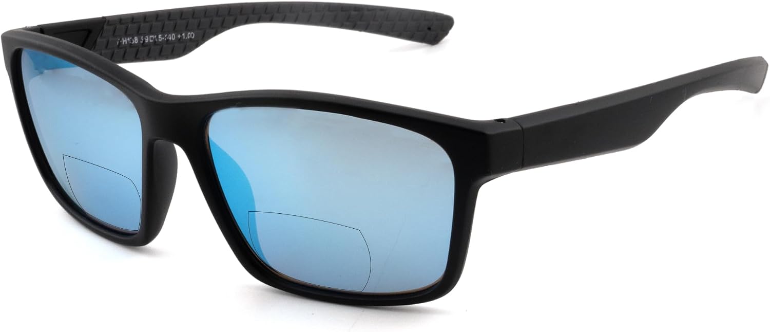 Bifocal Reading Sunglasses for Men Women, Casual Sport Wrap Around Sun Readers TR90/Rubber Arms UV400 Outdoor