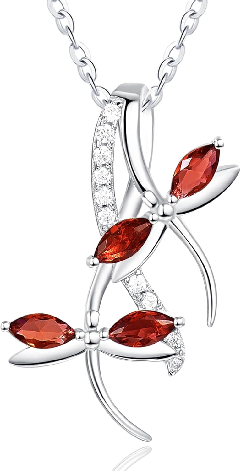 Dragonfly Ruby Birthstone Necklaces