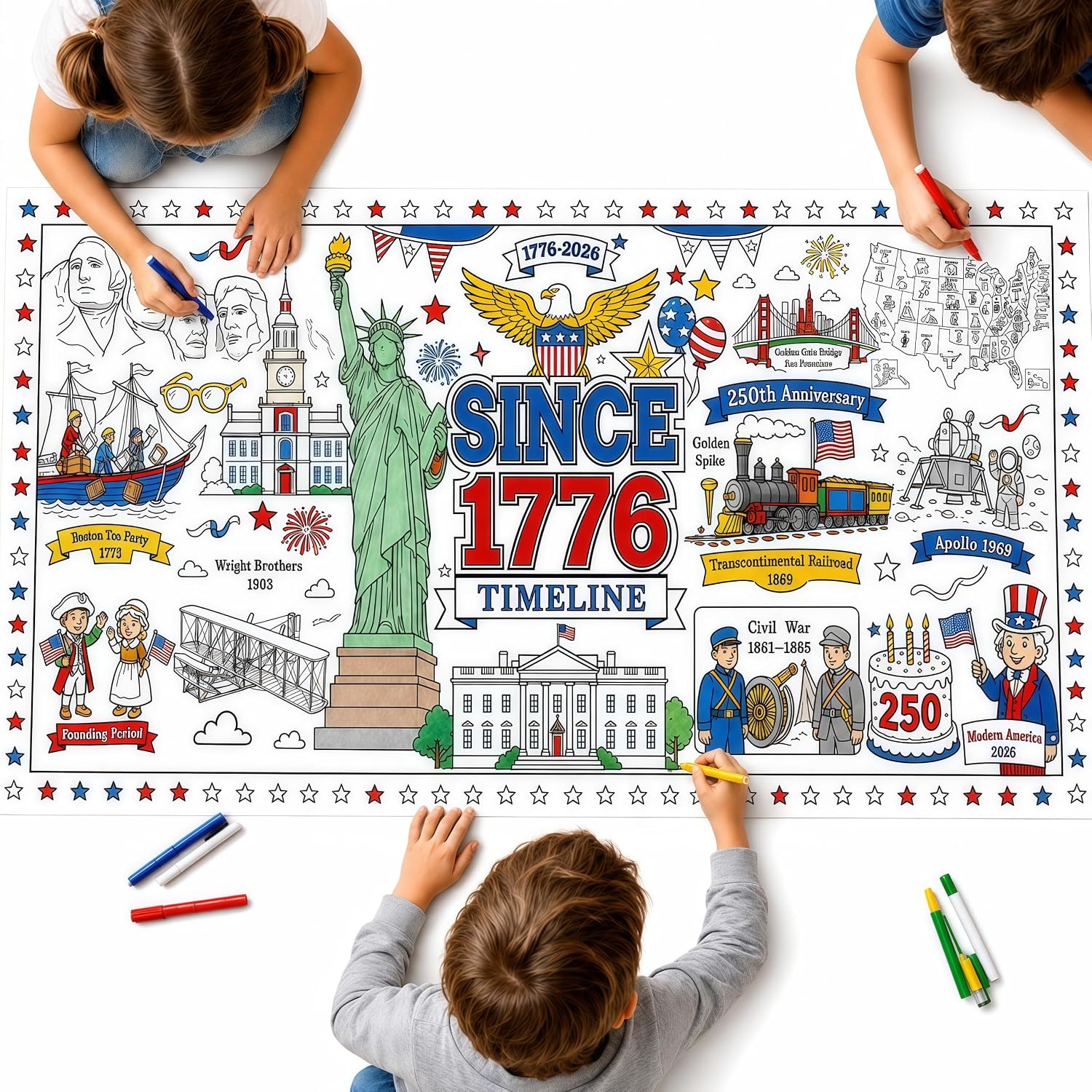 Lummitwit 4th of July Coloring Tablecloths