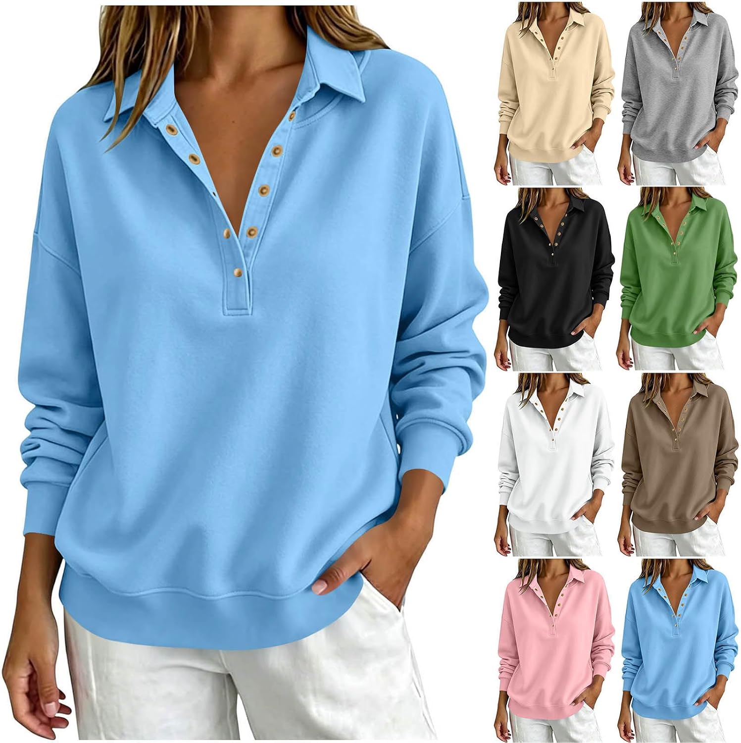Women's Button Collar Sweatshirts