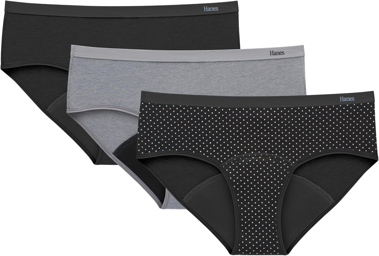 Hanes Women's Comfort, Period. Underwear, Bikini Period Underwear, Super Leaks Period Underwear, 3-pack