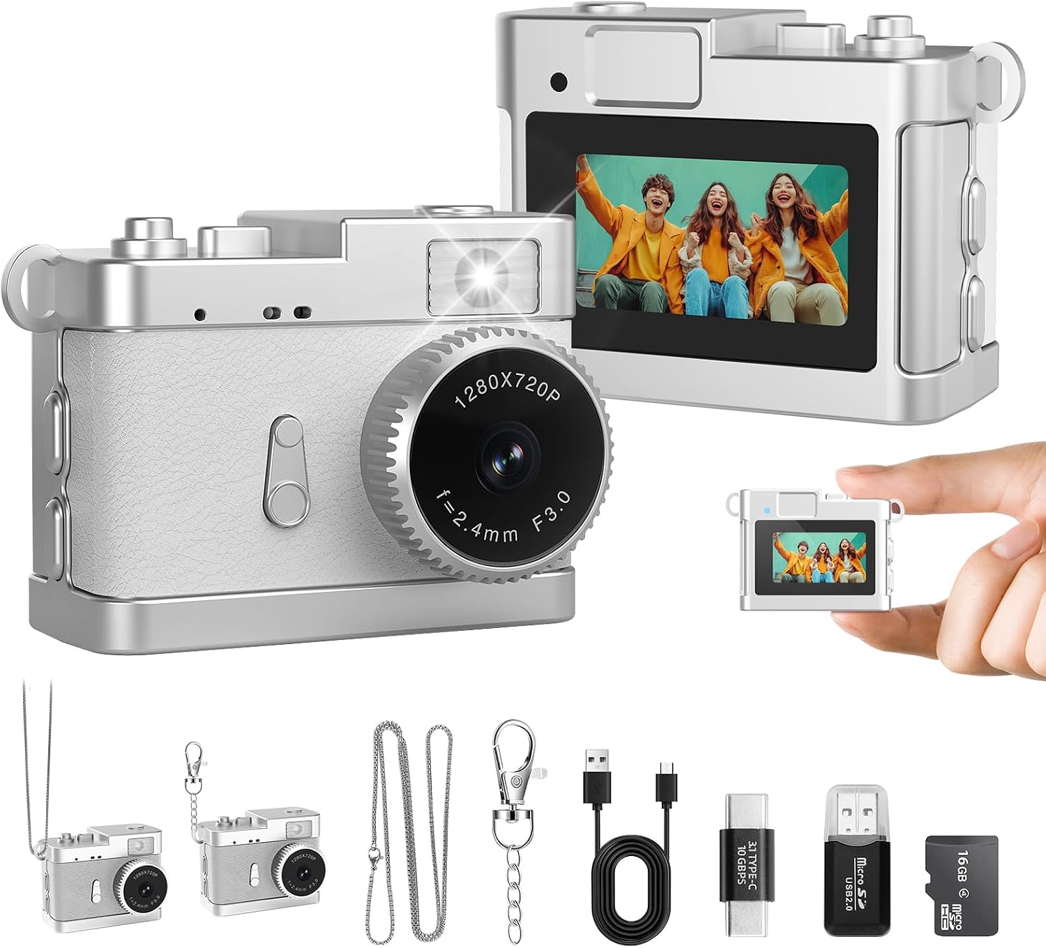 Mini Keychain Cameras (White