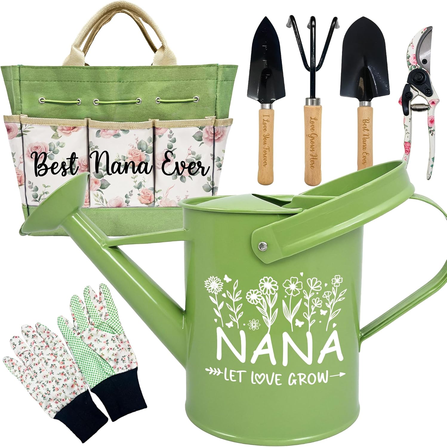 Nana Gifts, Mothers Day Garden Kit for Nana Gifts from Grandkids Floral Gardening Tools and Durable Garden Tools Organizer Tote, Ideal Gardening Set for Women on Christmas Plant Lover Present