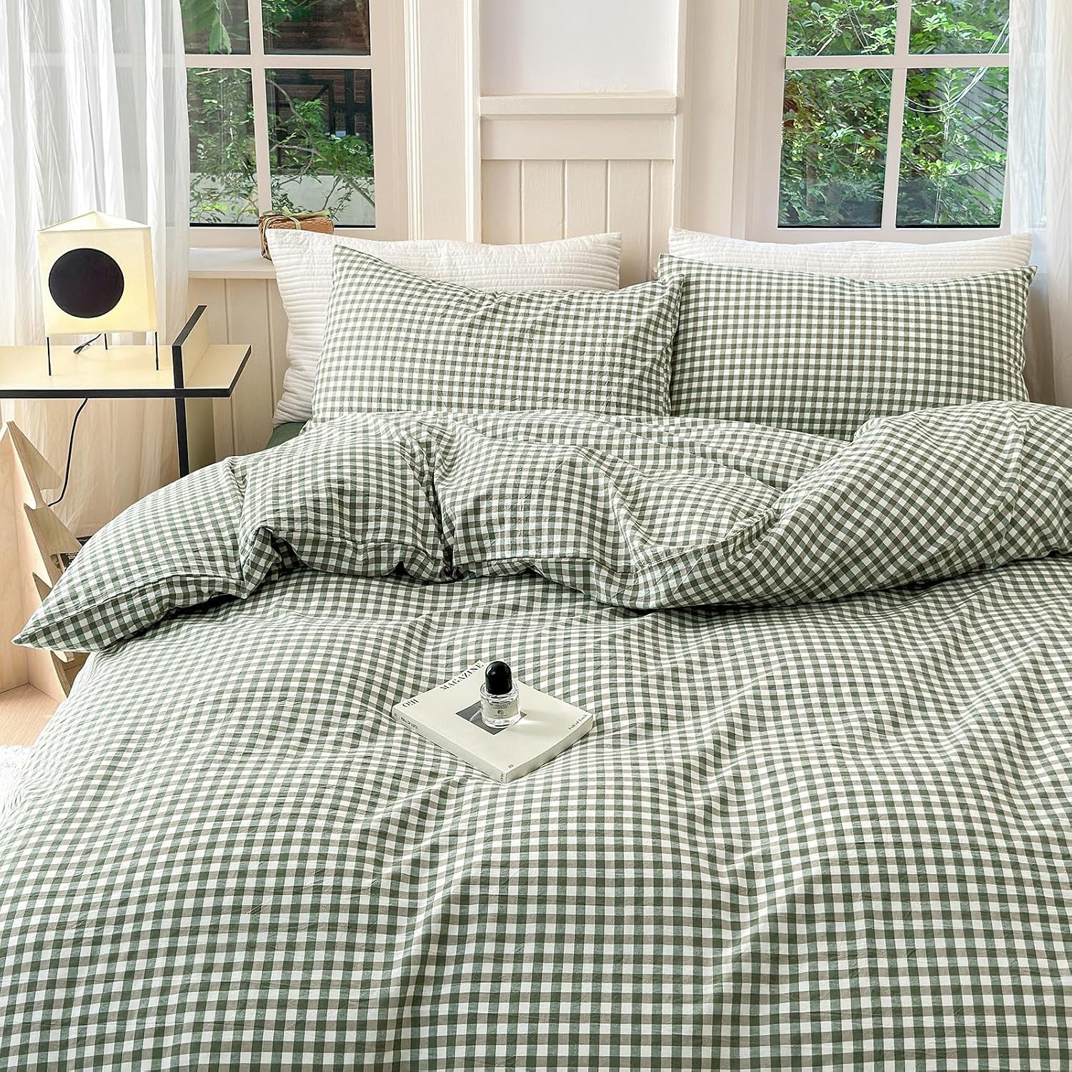 LifeTB Green Gingham Duvet Covers
