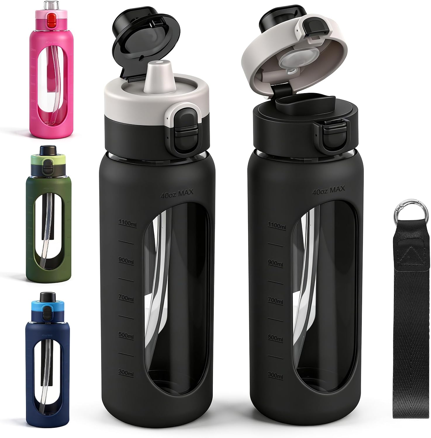 Anotion 40oz Glass Water Bottles