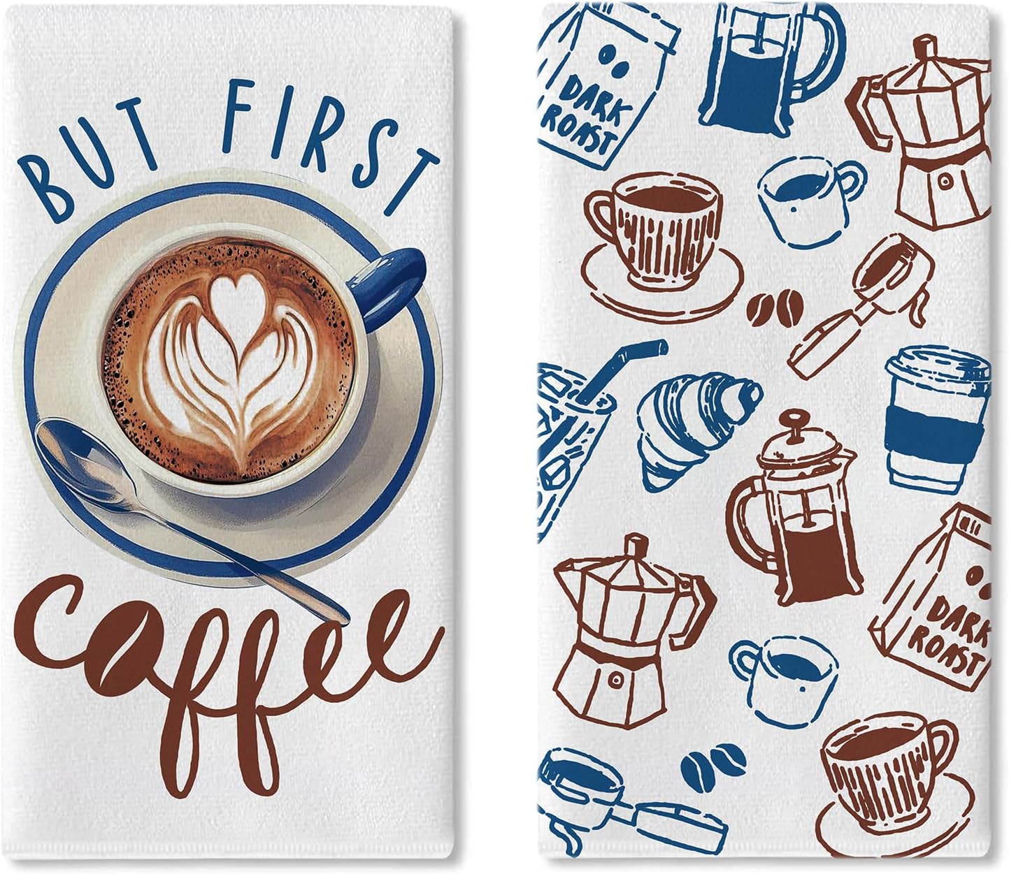 But First Coffee Kitchen Dish Towels Set of 2