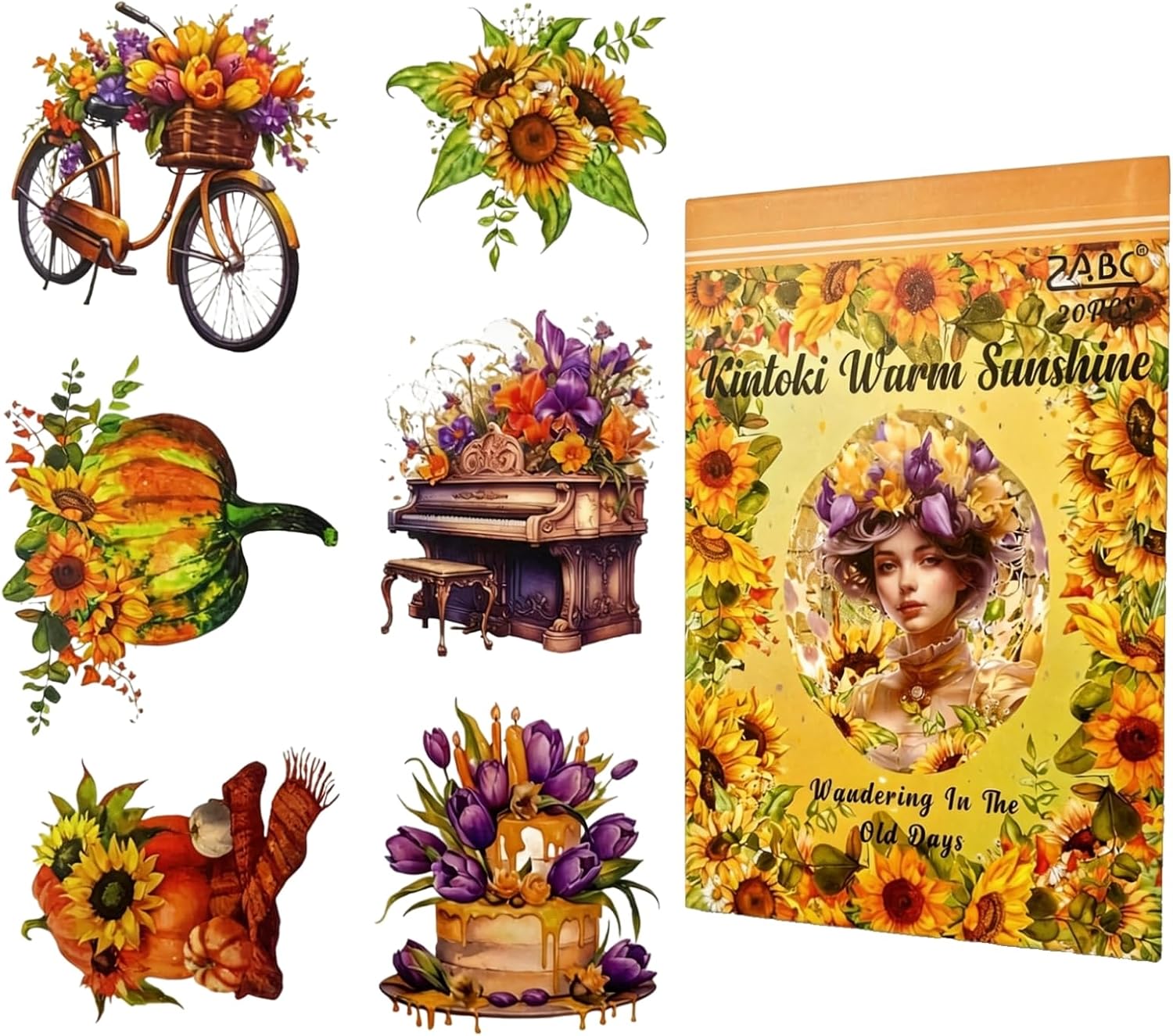 TIAMECH Warm Sunshine Old Times Tulip Sunflower Sticker Book
