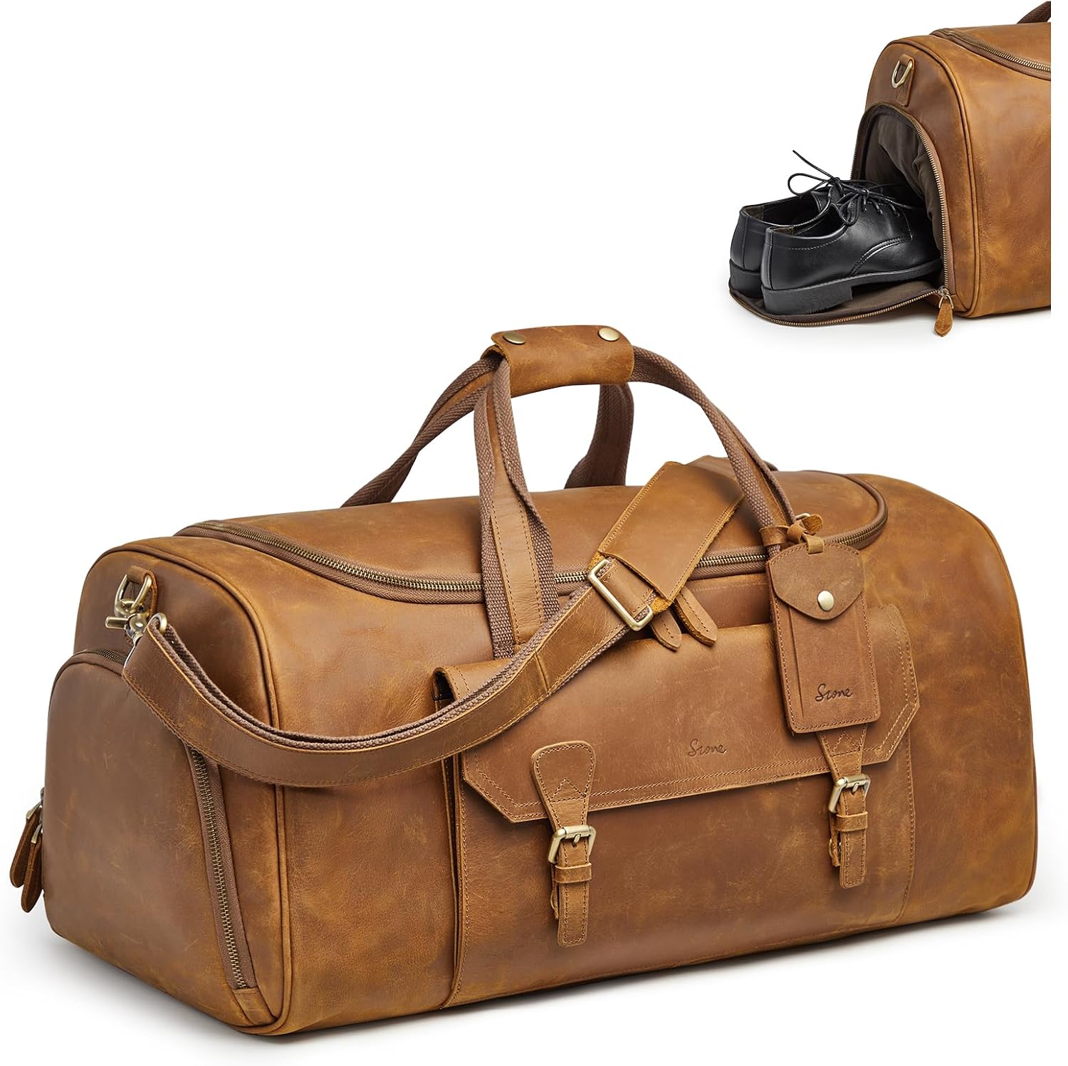 S-ZONE Leather Travel Duffles