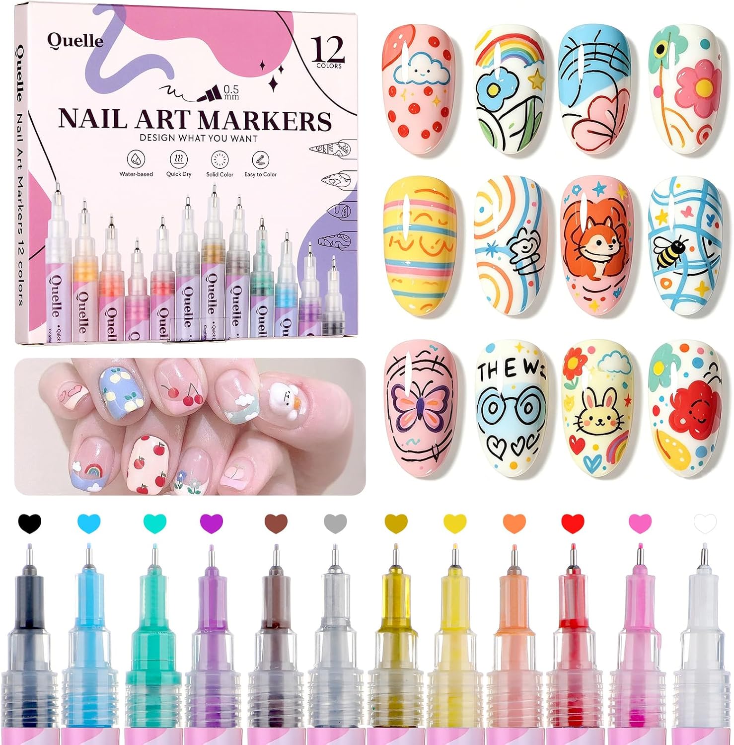 QUELLE Nail Art Pens (12 Colors