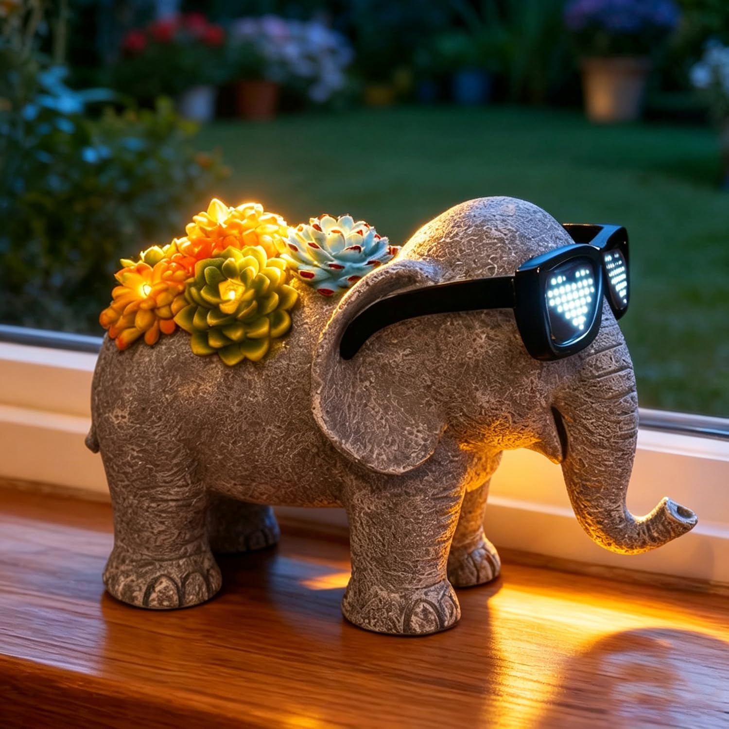 ZUSONUD Solar Elephant Garden Statues