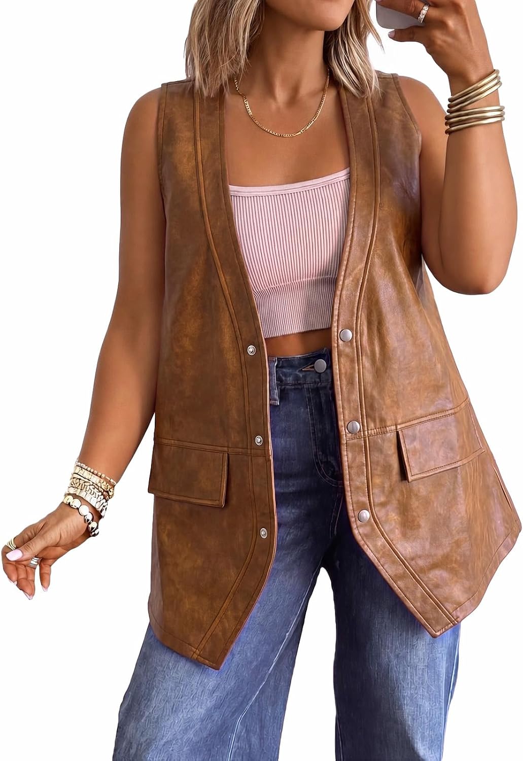 Tankaneo Faux Leather Vests