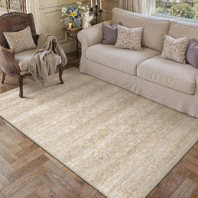 Hugear 4x6 Neutral Beige Rugs