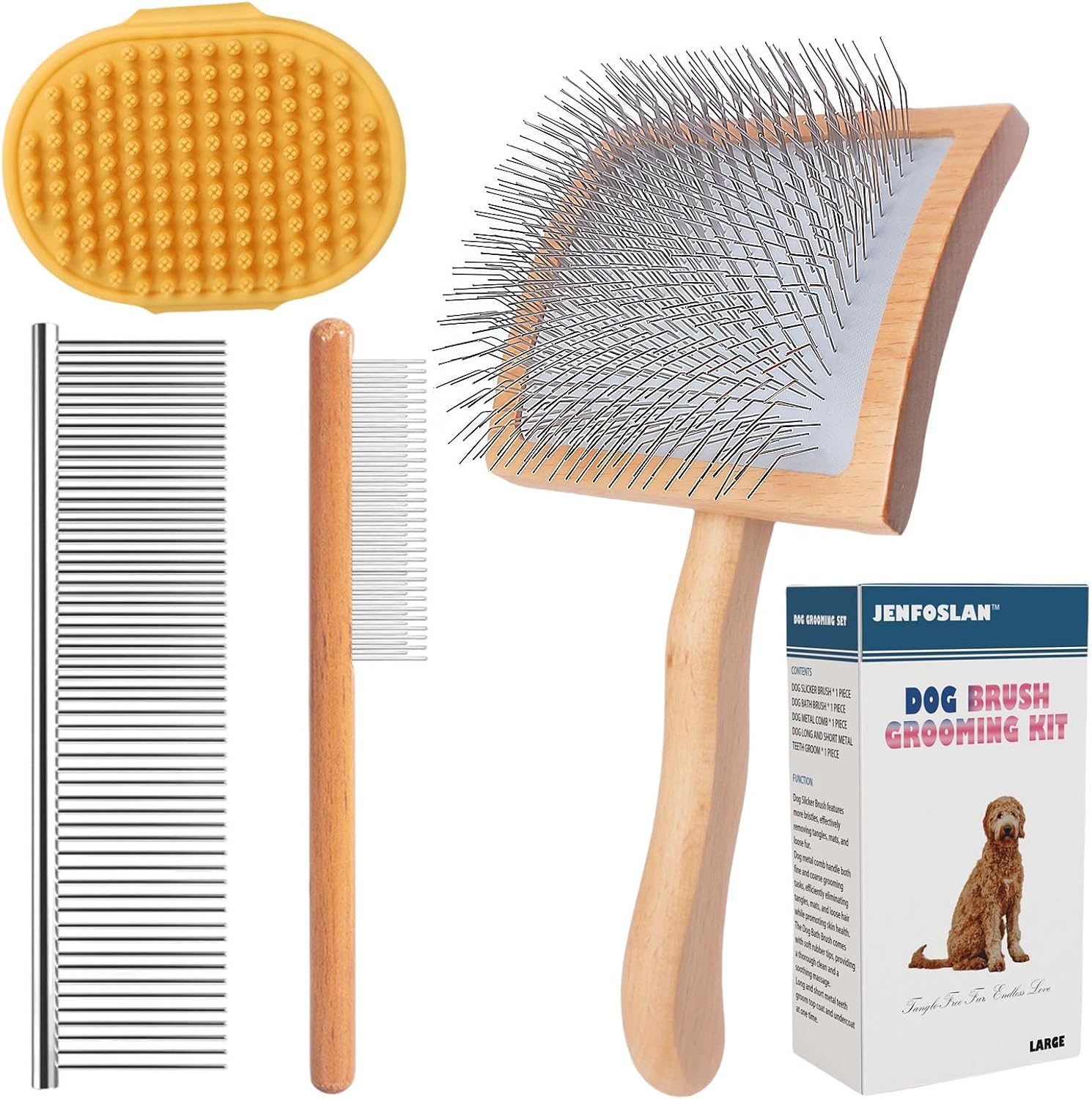 JENFOSLAN Dog Grooming Brush Sets