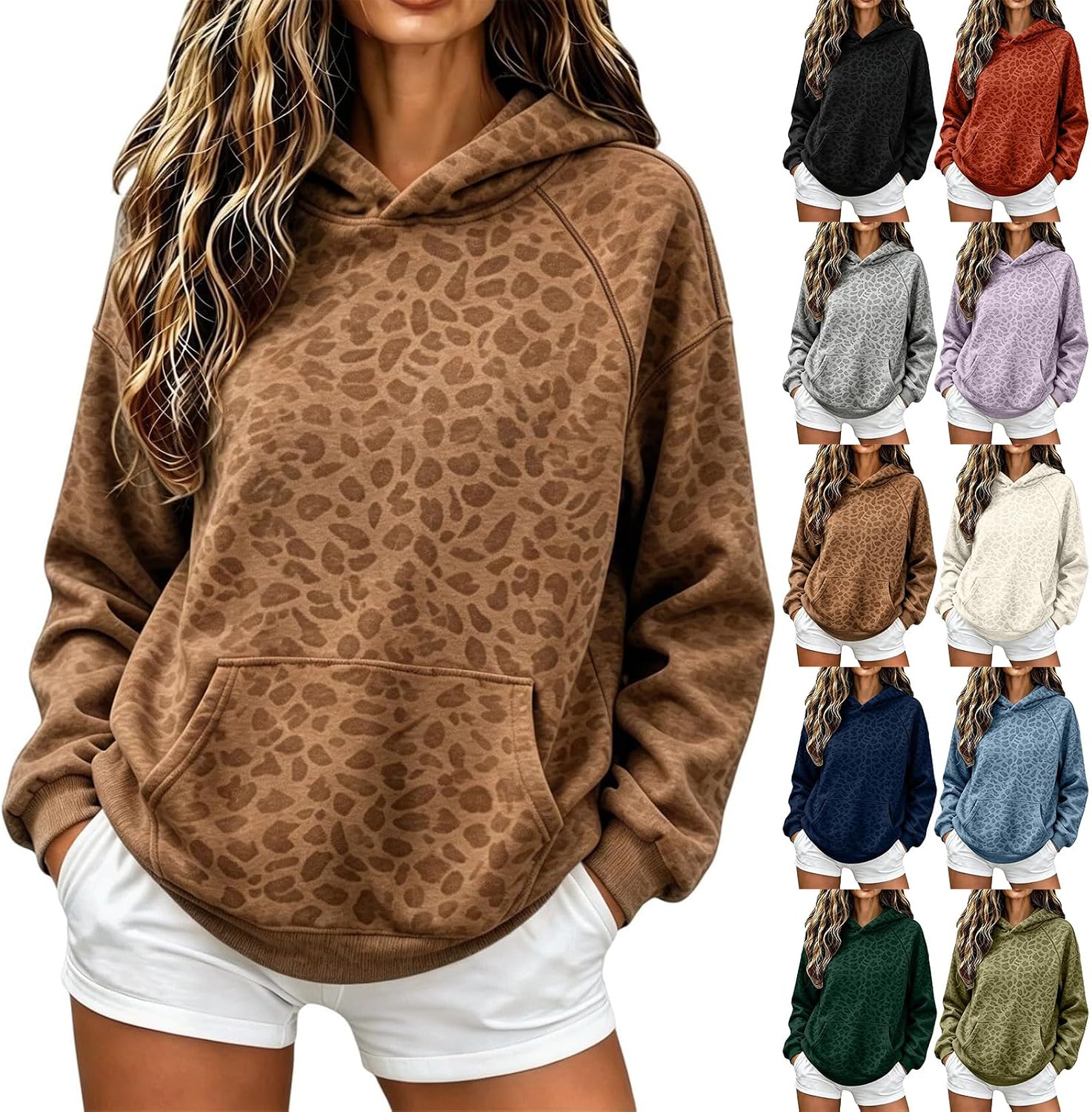 Leopard Print Oversized Hoodies
