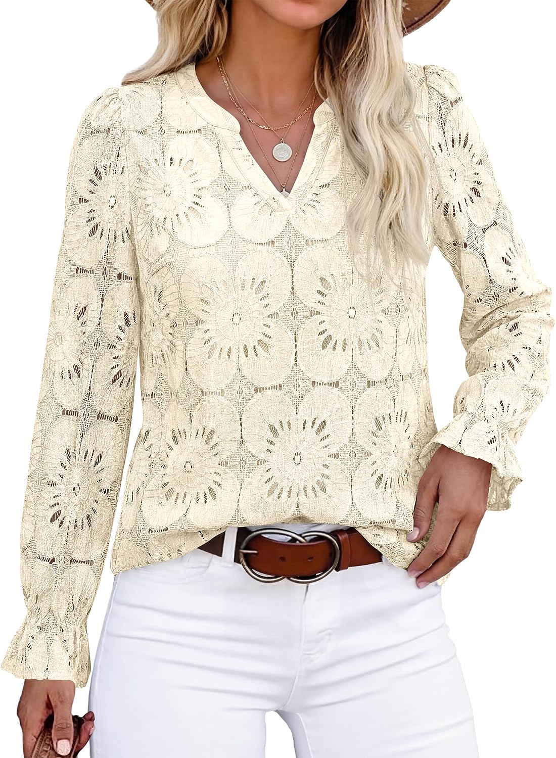 KIRUNDO Lace Crochet Blouses