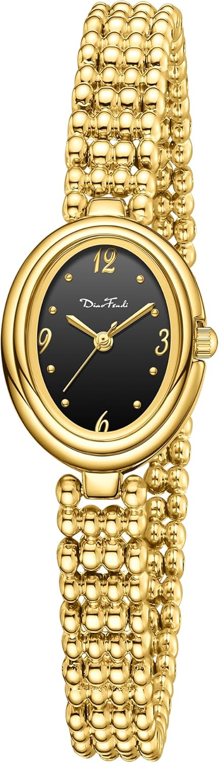 Diaofendi Women's Petite Oval Watch,Dress Analog Waterproof, with Japanese Quartz Movement, Adjustable Strap with Fit Tool