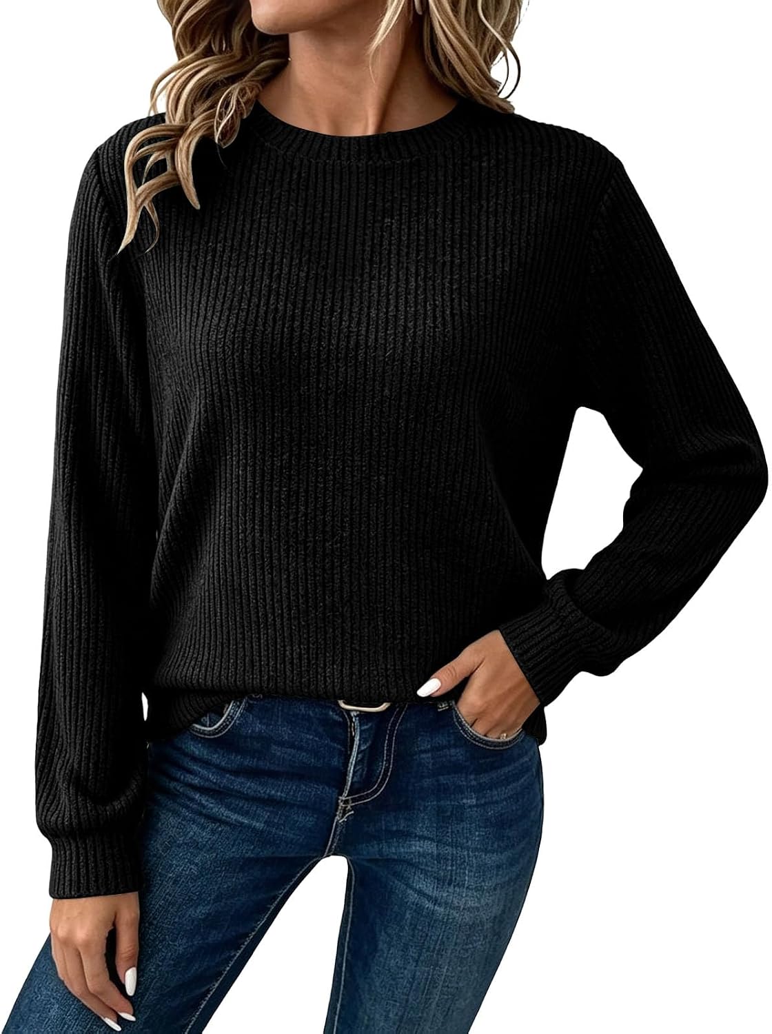 Women's Ribbed Knit Long Sleeve Tops