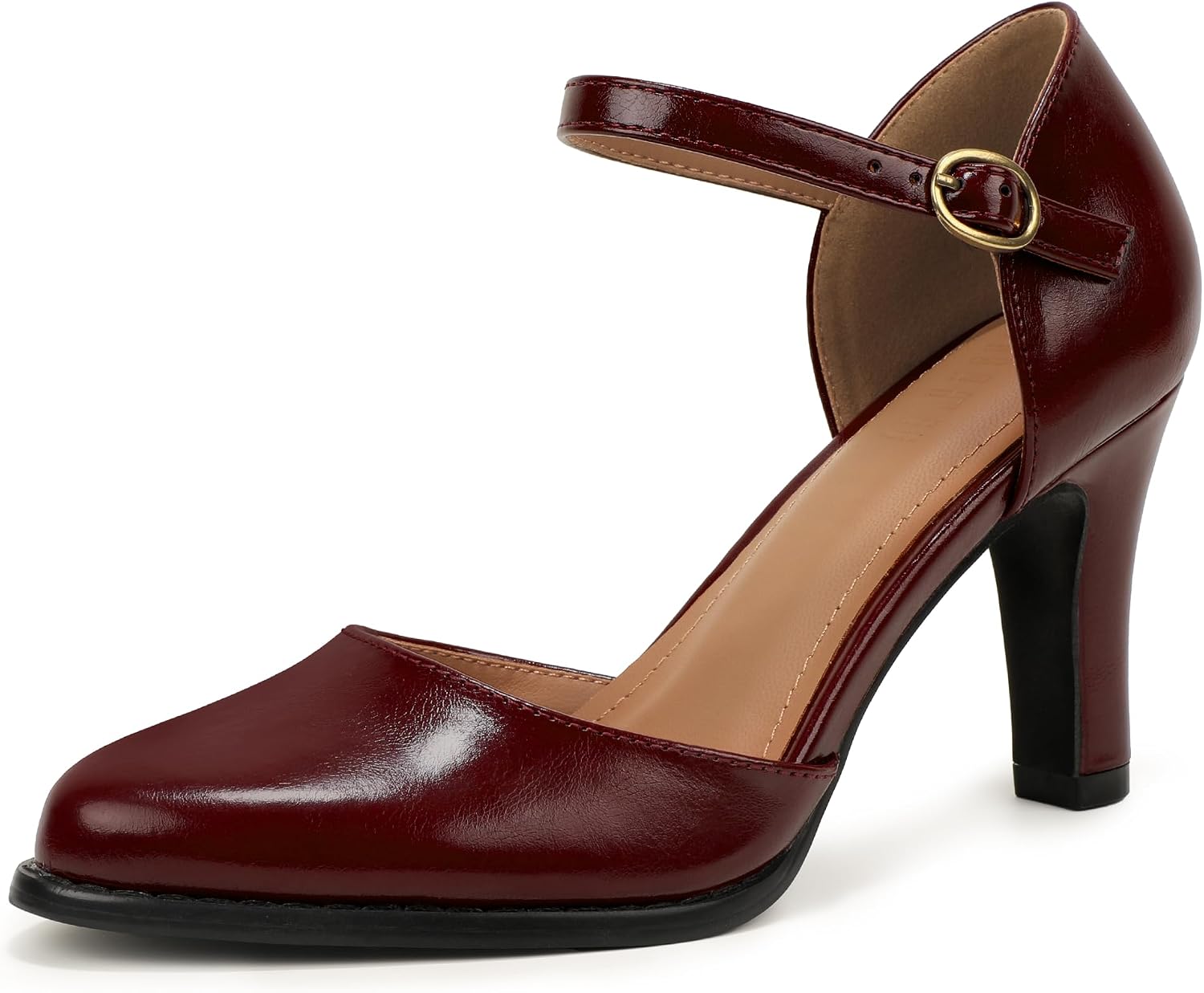 IDIFU Burgundy Chunky High Heels