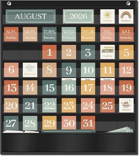 PR!CE DROP UNDER 7 ( ) Boho Calendar Pocket Chart for Classroom Cards Add-On School Supplies Teacher Decorations Bulletin Board Pre-K To 6th Grade, Black-2