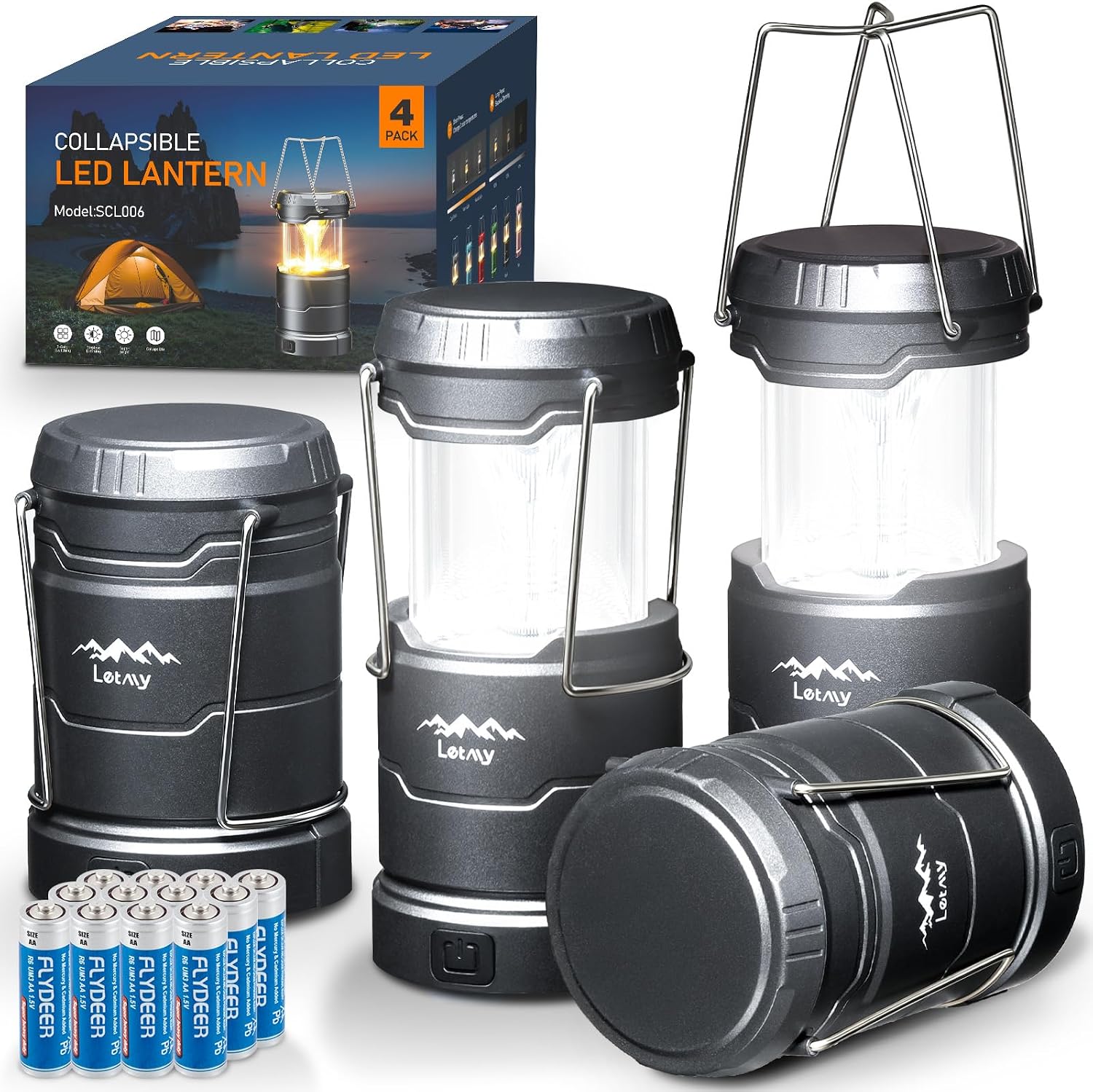 4 Pack LED Camping Lanterns