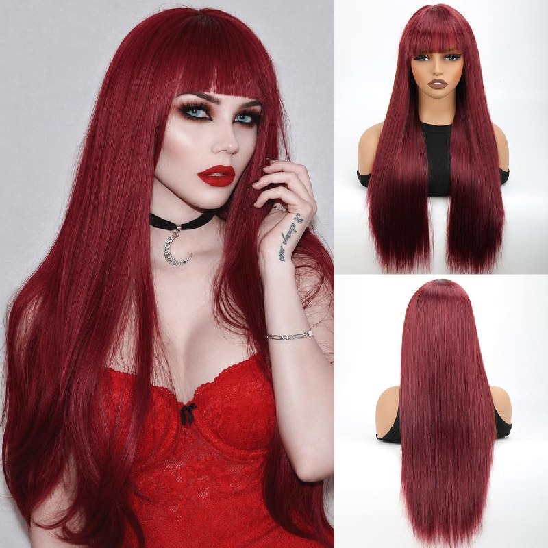 Forfeels Burgundy Synthetic Wigs