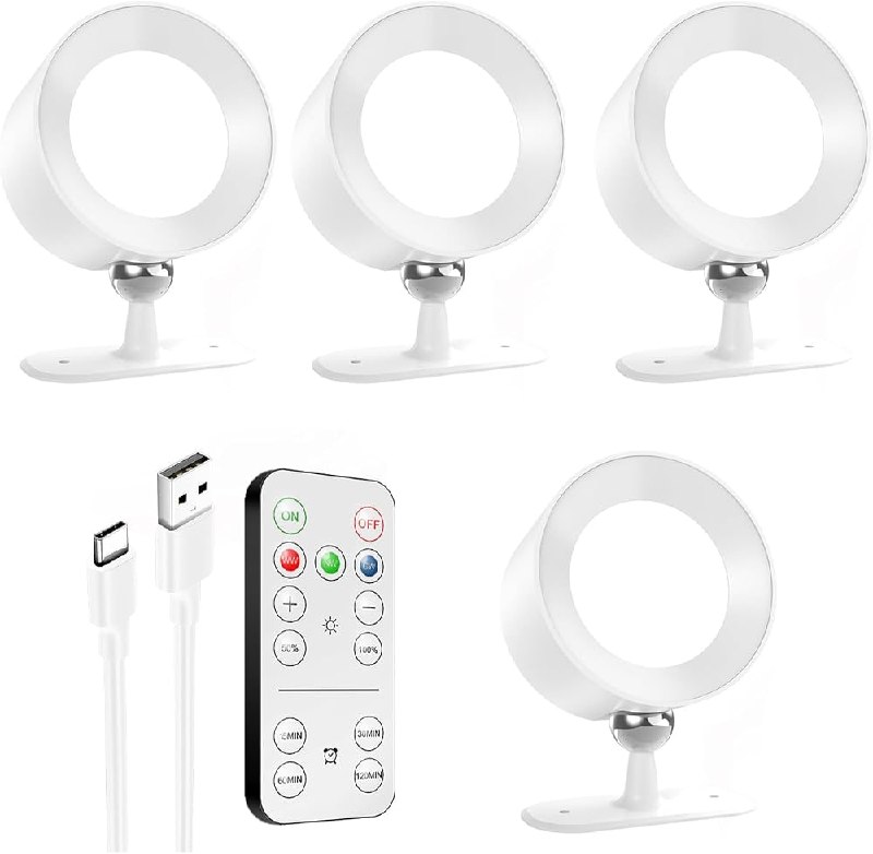 PR!CE DROP ( ) AOMEES Wall Lights Battery Operated Wall Sconce, 3 Color Temperatures & 3 Brightness Levels & Remote and Touch 360 Rotation, Mounted Cordless Lamp Magnetic Rechargeable Led Lights for Bedroom 4PCS