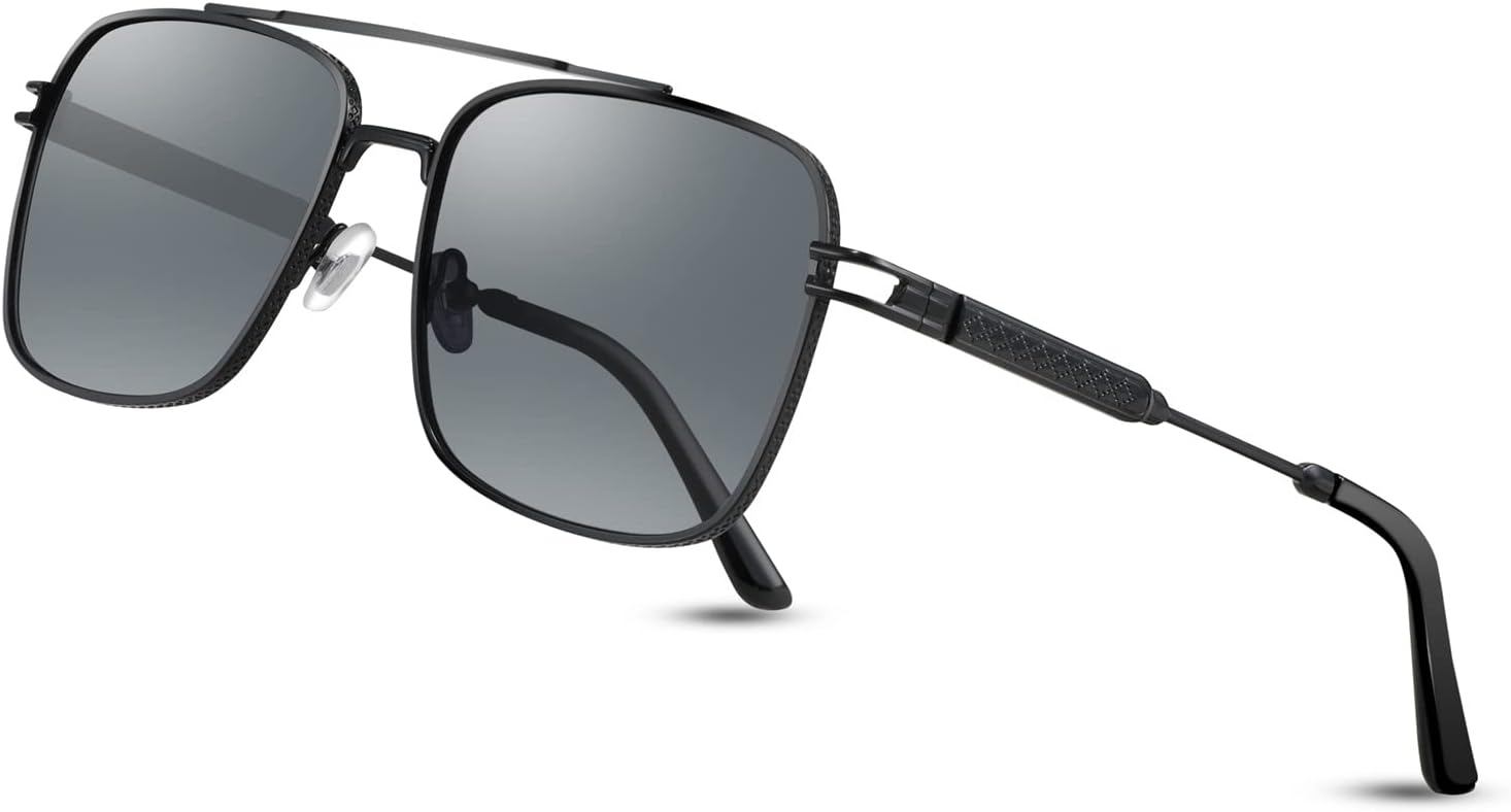 Feisedy Retro Square Aviator Sunglasses