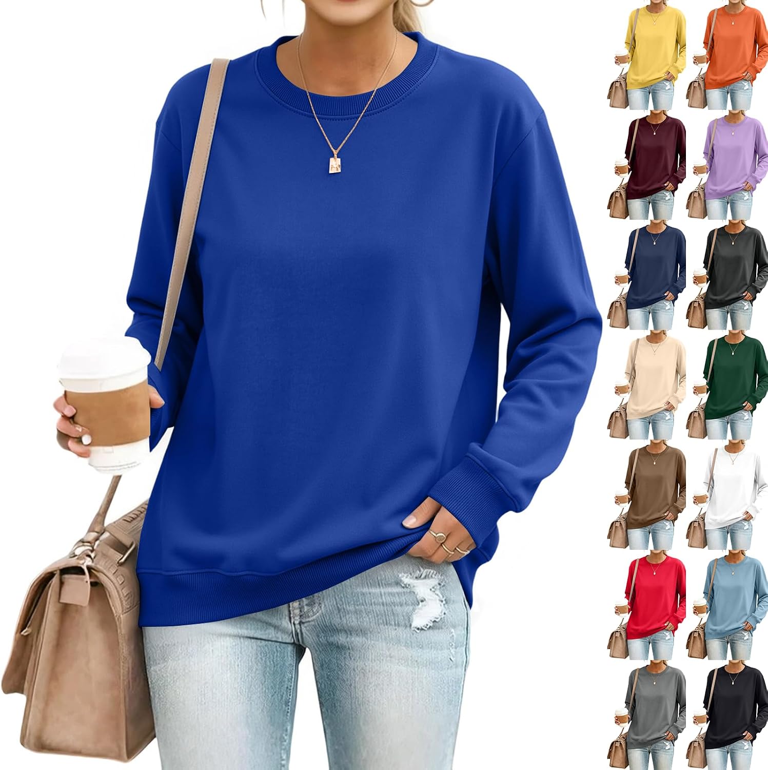 Women's Fleece Crew Neck Sweatshirts