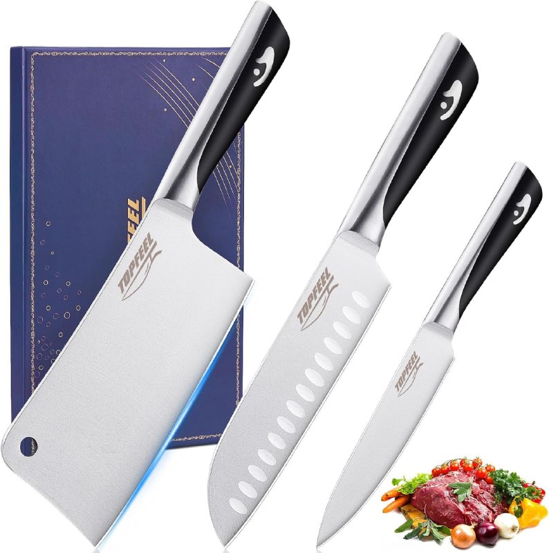 PR!CE DROP ( ) 3PCS Butcher Knife Set,German High Carbon Steel Meat Cleaver