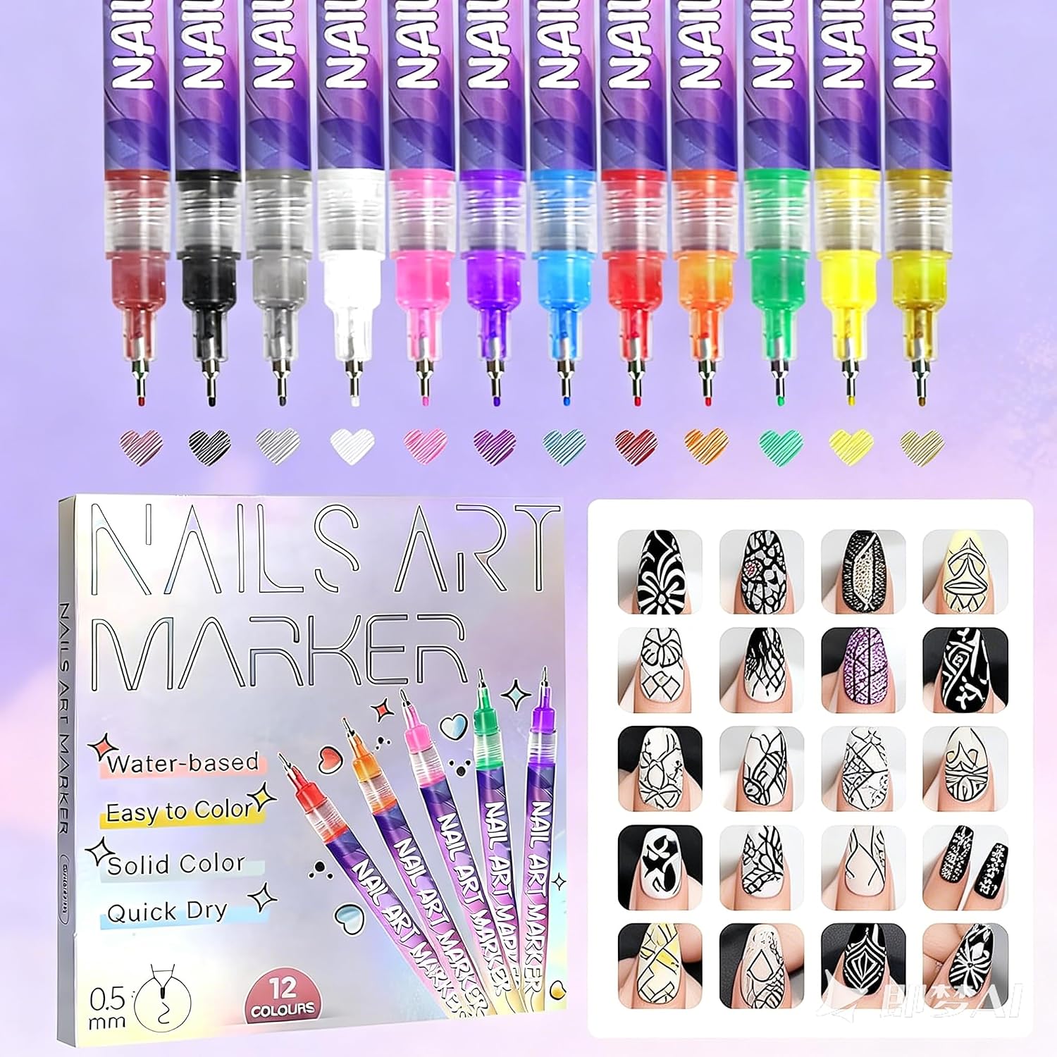 Nail Art Pens Set (12 Colors