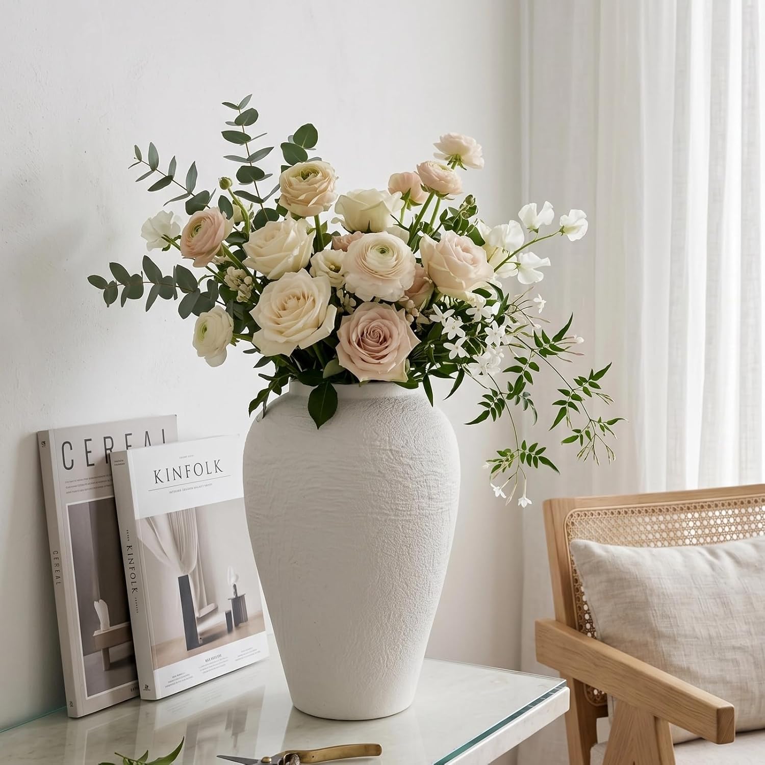 Vintage Stone Textured Ceramic Vases