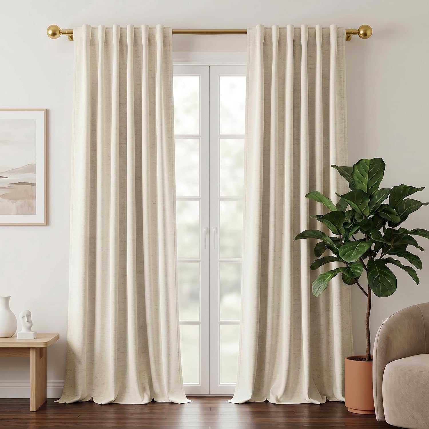 Hampmanwinct Warm Linen Blackout Curtains