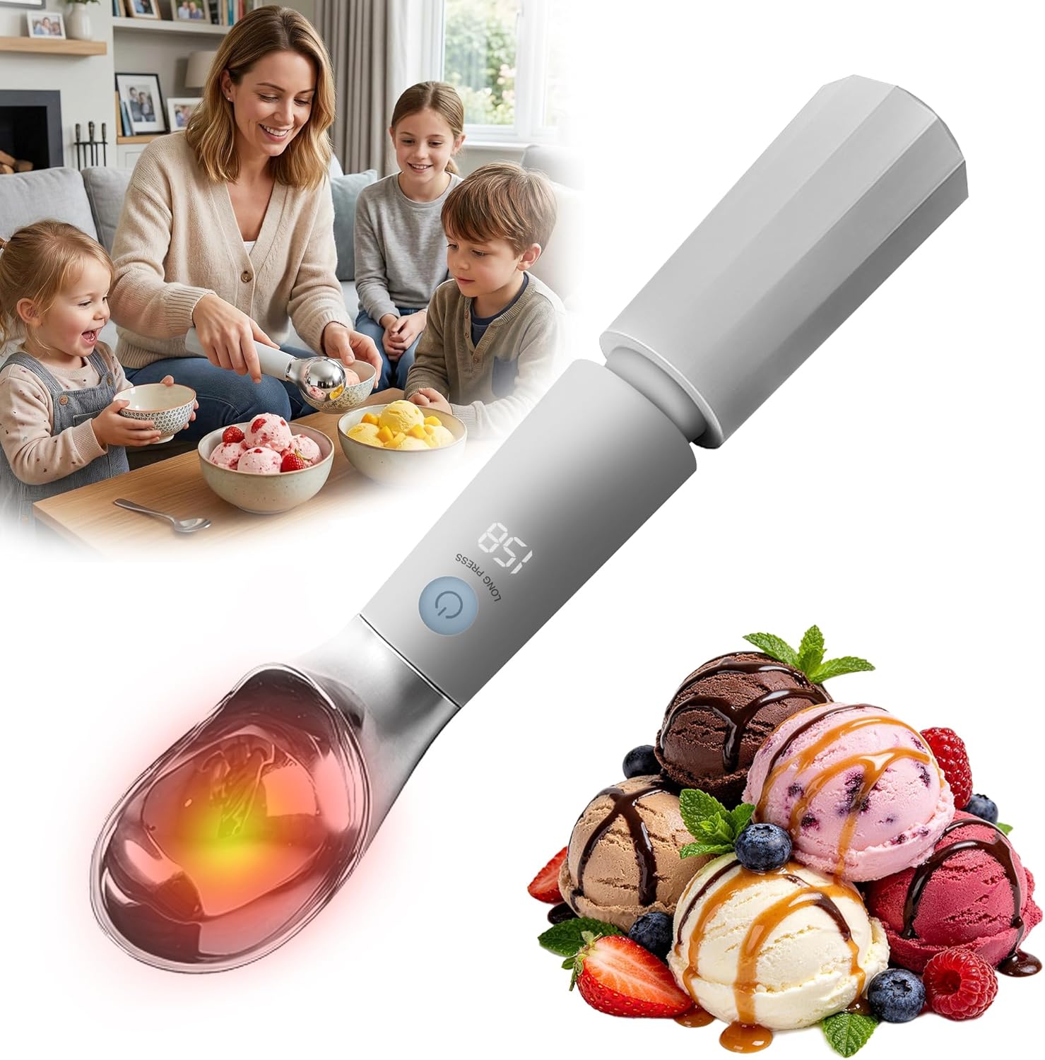 Heated Stainless Steel Scoops