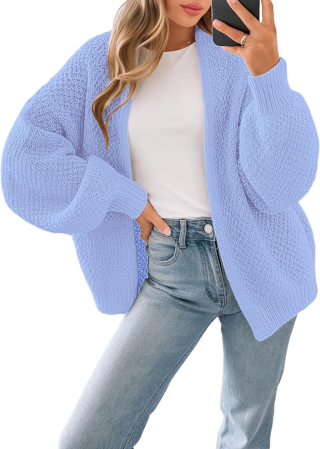 Womens Chunky Waffle Knit Cardigans