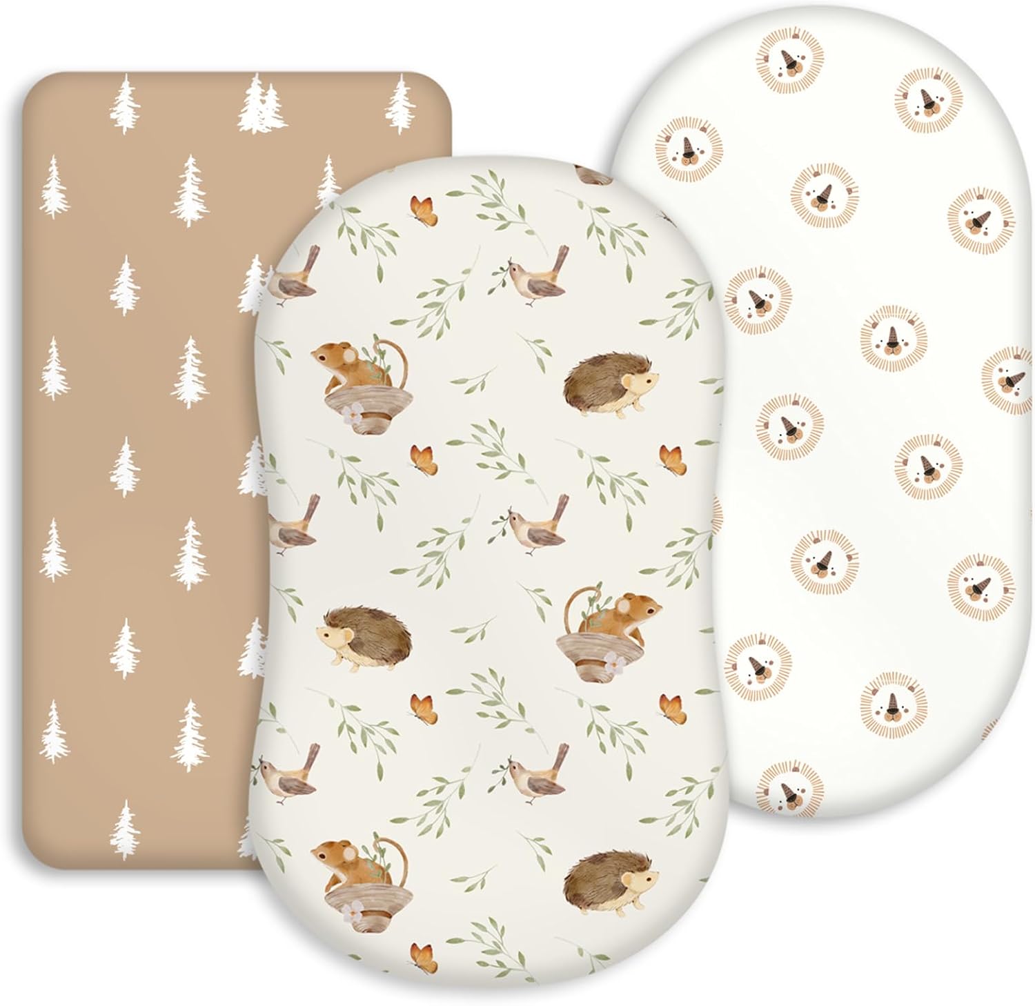 Baby Bassinet Sheets Girl Boy, 3 Pack Fitted Bassinet Sheet