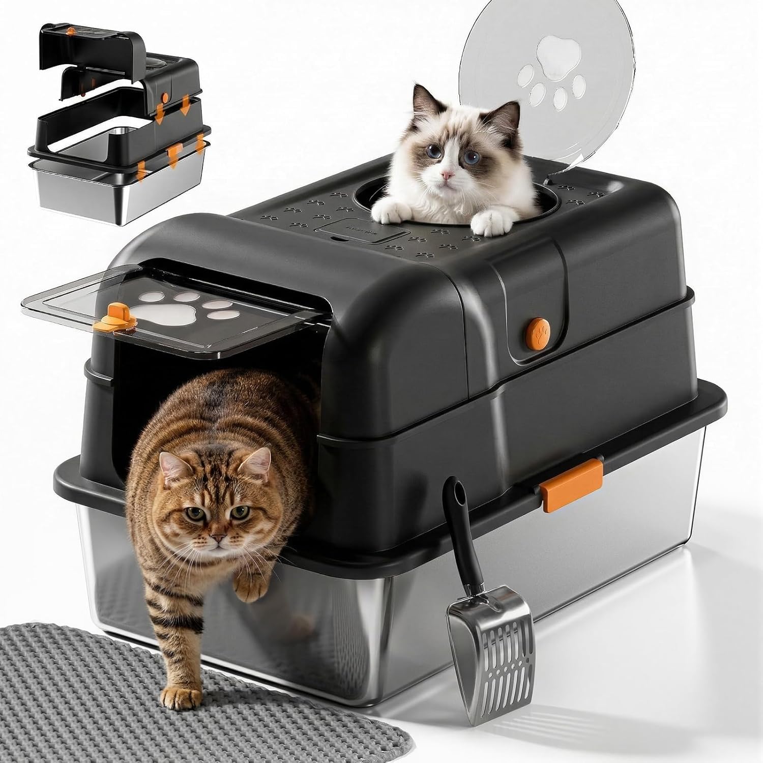 Trhslo Stainless Steel Litter Boxes