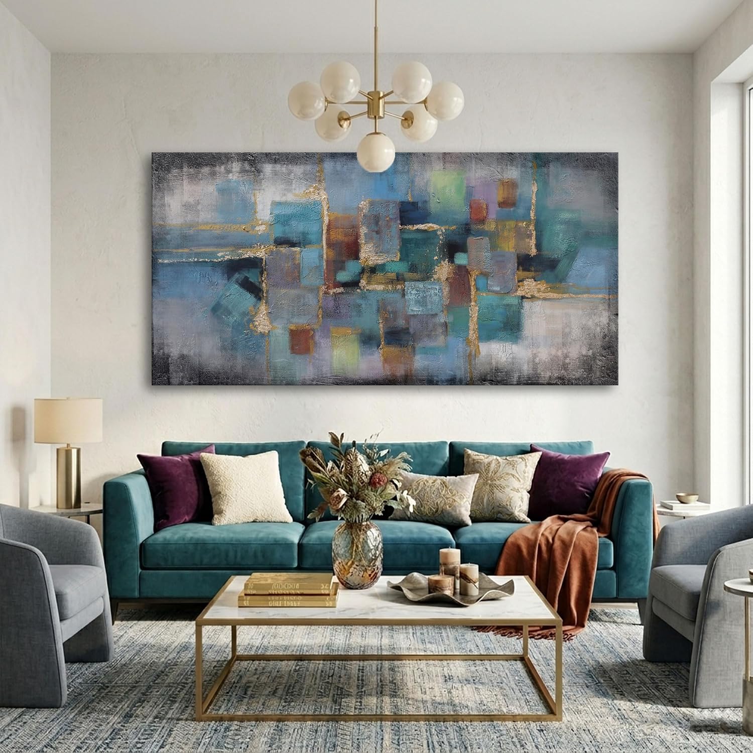 Blue and Gold Abstract Wall Arts
