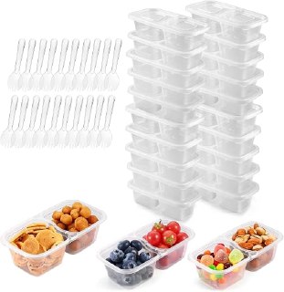 PR!CE DROP ( ) 20PCS Reusable Snack Containers with Lids, Portion Control Sauce Cups for Meal Prep, Bento Box Dips & Condiments, Leak-Resistant, Stackable, Dishwasher Safe, for Kids & Adults